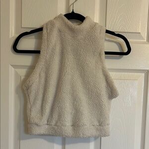 Cozy White Sleeveless Fleece Top